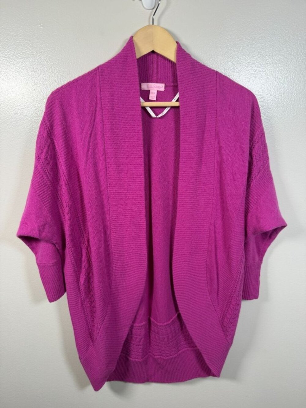 LIlly Pulitzer Cabrina Open Front Cardigan Sweater Size XS/Small Pink Preppy
